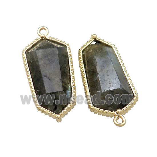 Natural Labradorite Prism Pendant Gold Plated