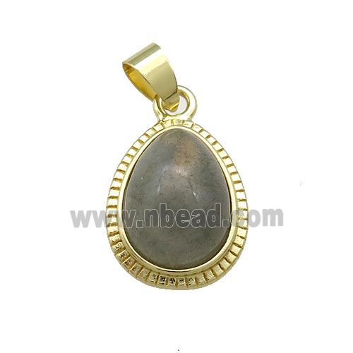 Labradorite Teardrop Pendant Gold Plated