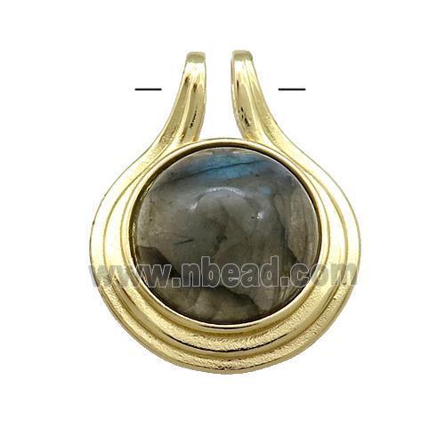 Labradorite Pendant Half Round Circle Gold Plated