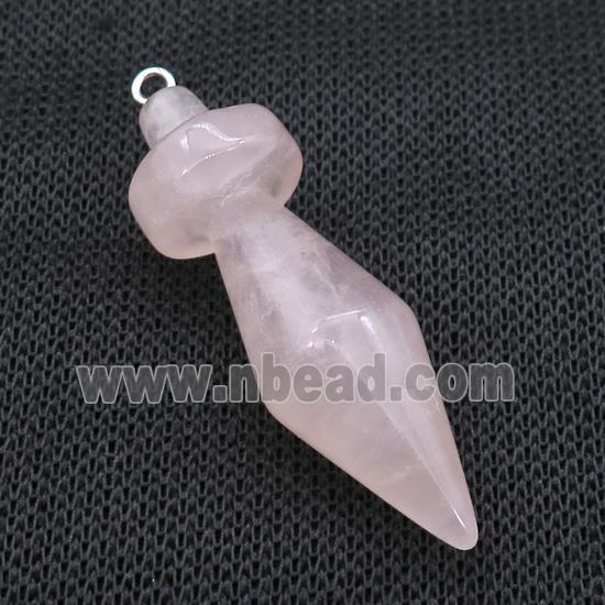 Natural Pink Rose Quartz Pendulum Pendant