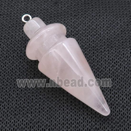 Natural Pink Rose Quartz Pendulum Pendant