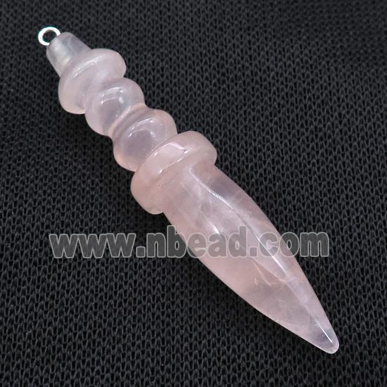 Natural Pink Rose Quartz Pendulum Pendant