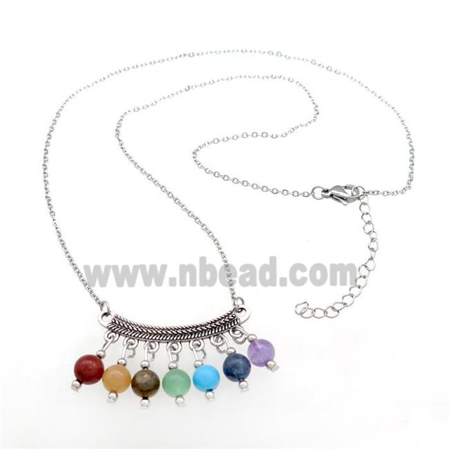 Gemstone Chakra Necklace Alloy Platinum Plated