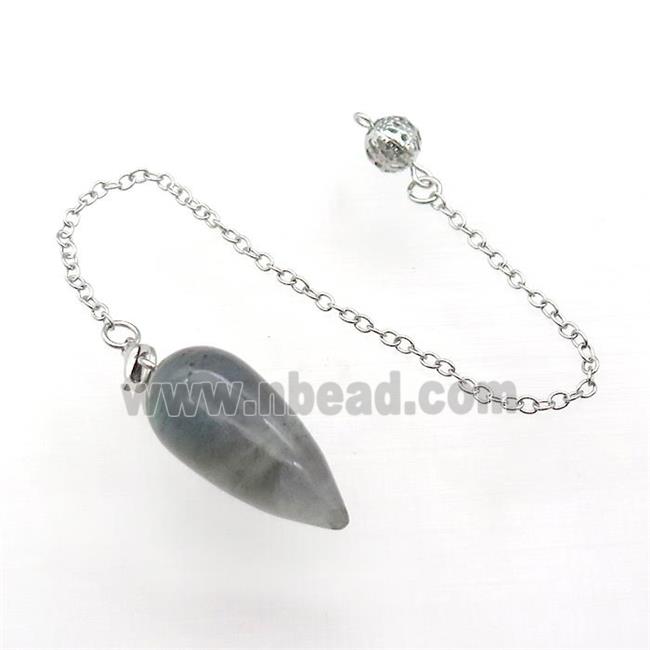 Labradorite Pendulum Pendant With Alloy Chain Platinum Plated