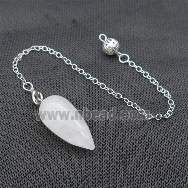 White Crystal Quartz Pendulum Pendant With Alloy Chain Platinum Plated