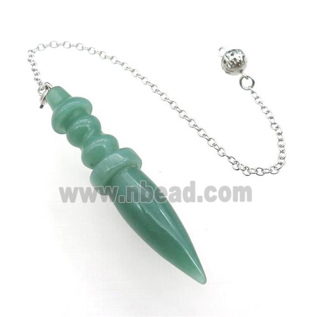 Green Aventurine Pendulum Pendant With Alloy Chain Platinum Plated