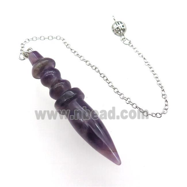 Purple Amethyst Pendulum Pendant With Alloy Chain Platinum Plated