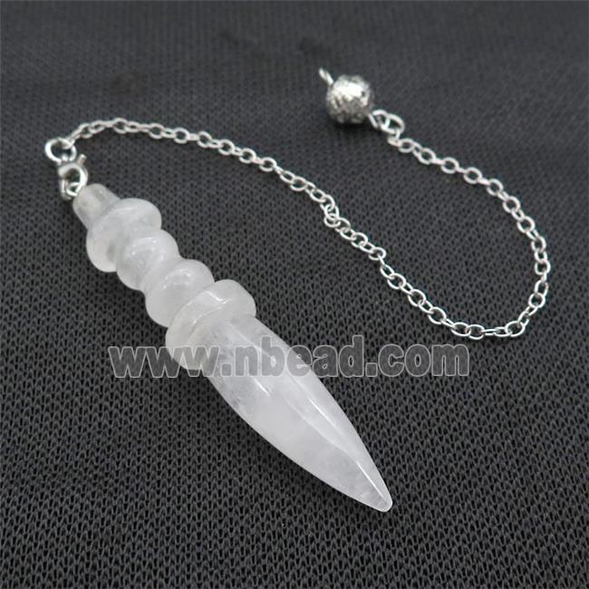 Clear Quartz Pendulum Pendant With Alloy Chain Platinum Plated