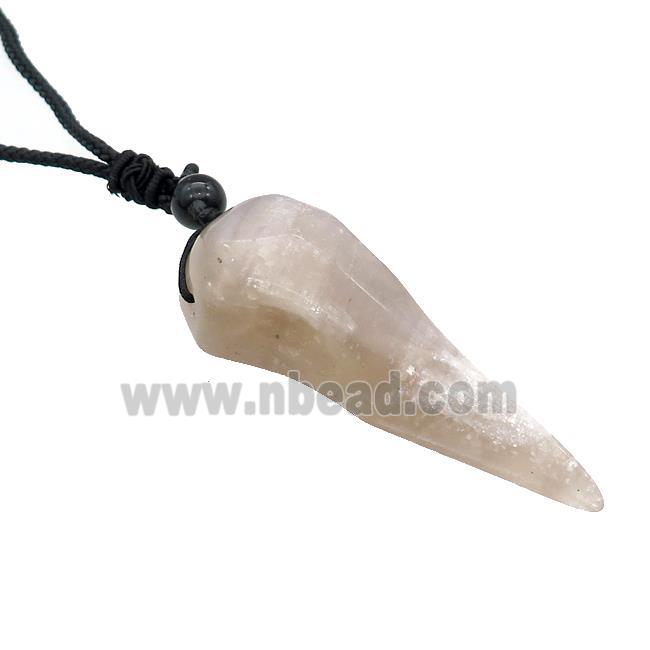 Moonstone Crow Skull Necklace Birds Black Nylon Rope Cord