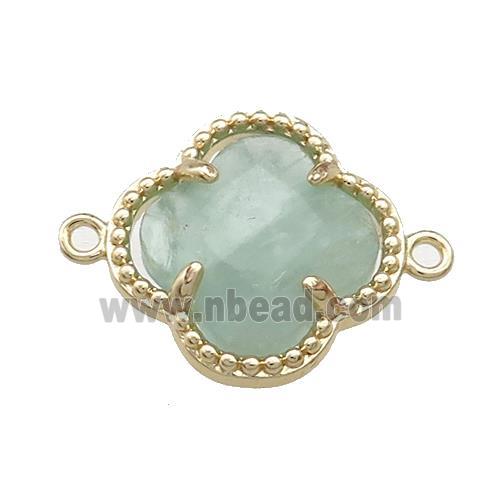 Green Quartz Clover Connector Gold Plated