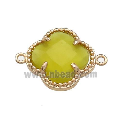 Lemon Jade Clover Connector Gold Plated