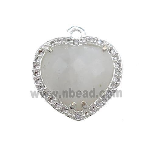 Clear Quartz Heart Pendant Pave Zircon Platinum Plated