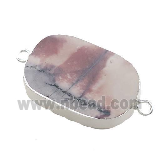 Chohua Jasper Oval Connector Flat Silver Plated