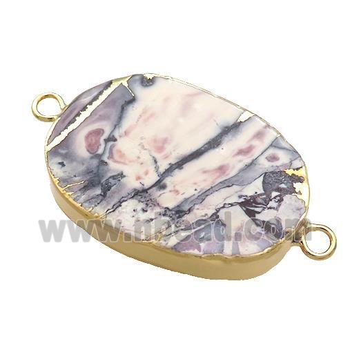 Chohua Jasper Oval Connector Flat Gold Plated