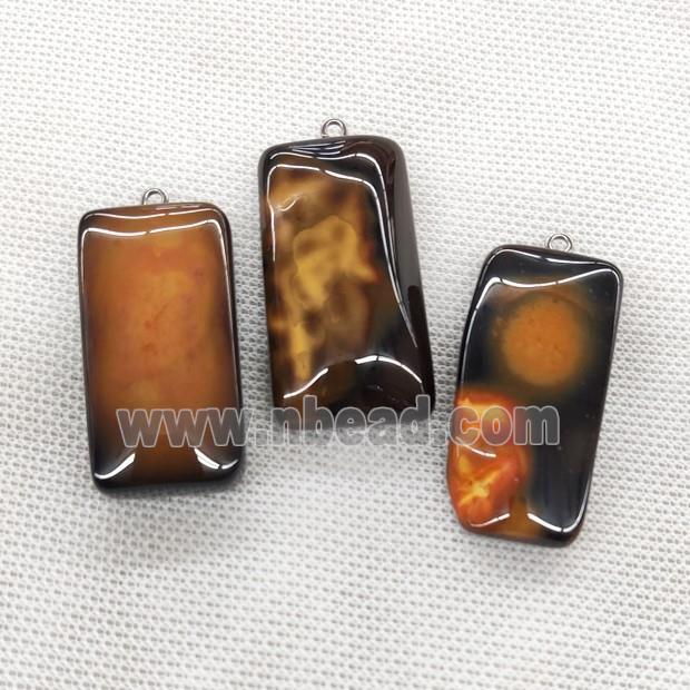 Natural Agate Rectangle Pendant Orange Dye