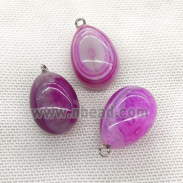 Natural Agate Druzy Egg Pendant Hotpink Dye