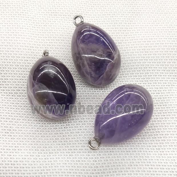 Natural Purple Amethyst Egg Pendant