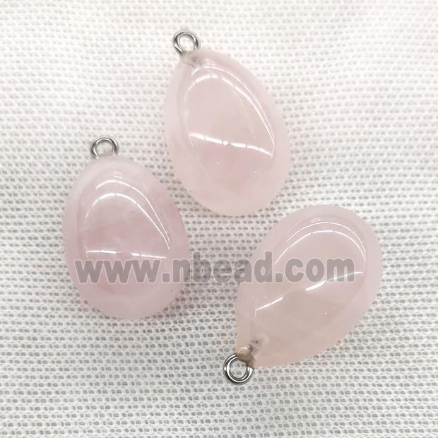 Natural Rose Quartz Egg Pendant Pink