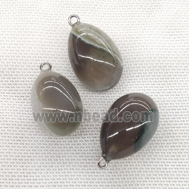 Natural Gray Agate Egg Pendant