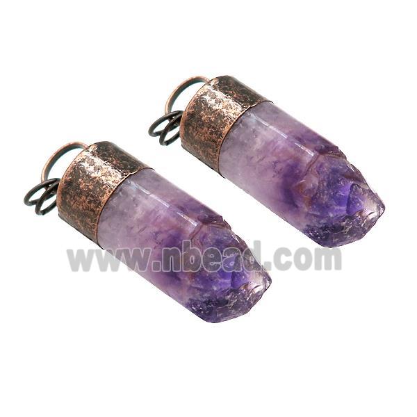 Natural Purple Amethyst Drauzy Column Pendant Antique Red