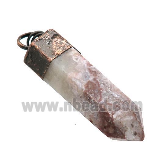 Natural Crazy Agate Bullet Pendant Antique Red