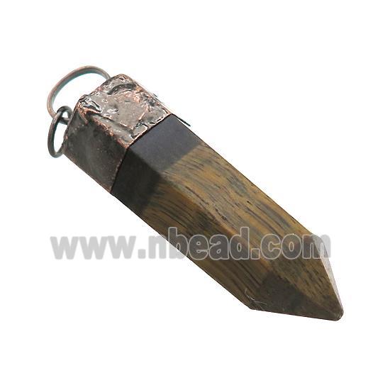 Natural Tiger Eye Stone Bullet Pendant Antique Red