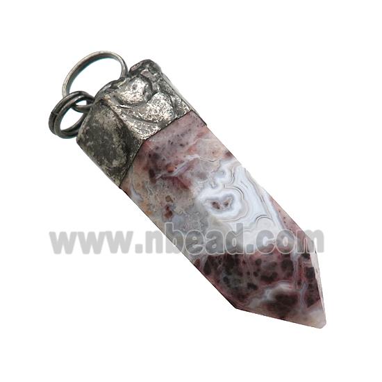 Natural Crazy Lace Agate Bulle Pendant Antique Black