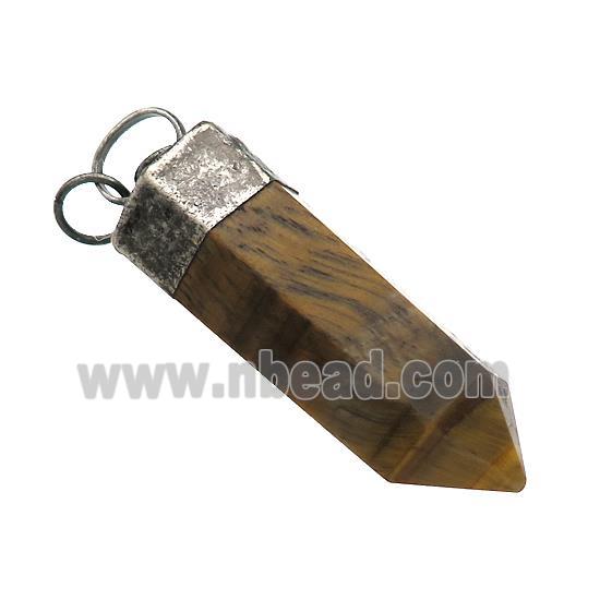 Natural Tiger Eye Stone Bullet Pendant Antique Black