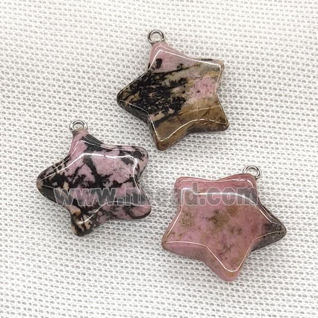 Natural Pink Rhodonite Star Pendant