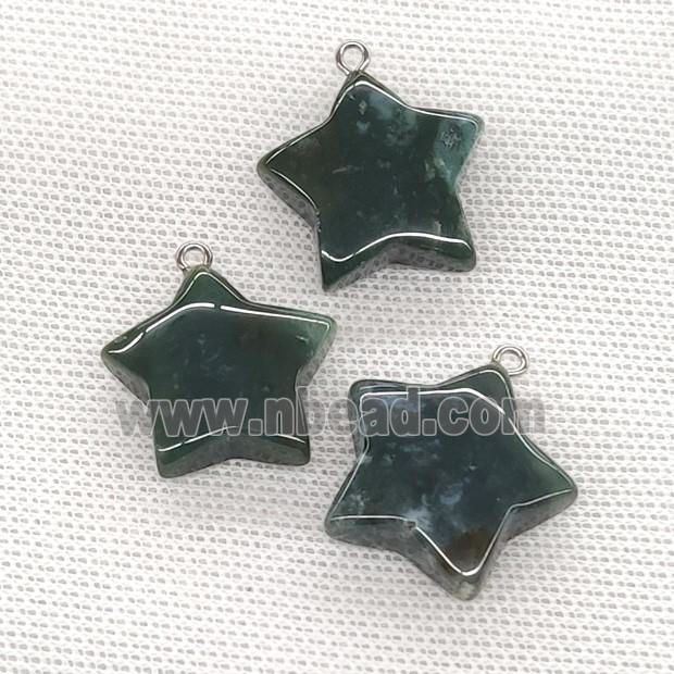 Natural Moss Agate Star Pendant Green