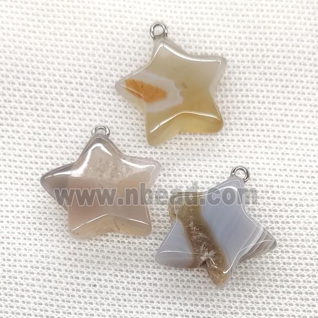 Natural Agate Star Pendant