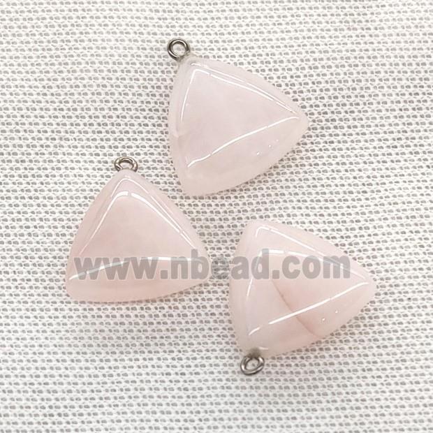 Natural Pink Rose Quartz Triangle Pendant