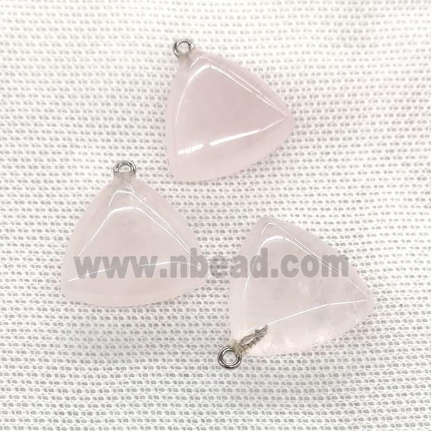 Natural Pink Rose Quartz Triangle Pendant