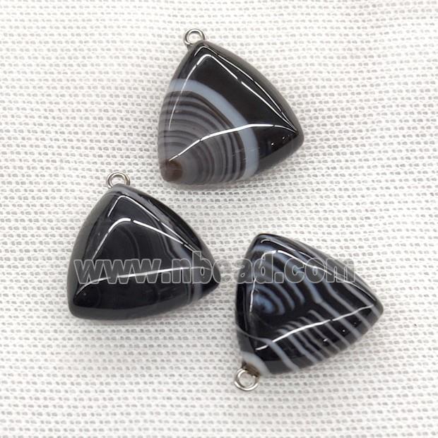 Natural Stripe Agate Triangle Pendant Black Band