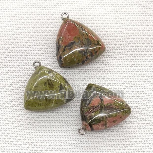 Natural Unakite Triangle Pendant Green