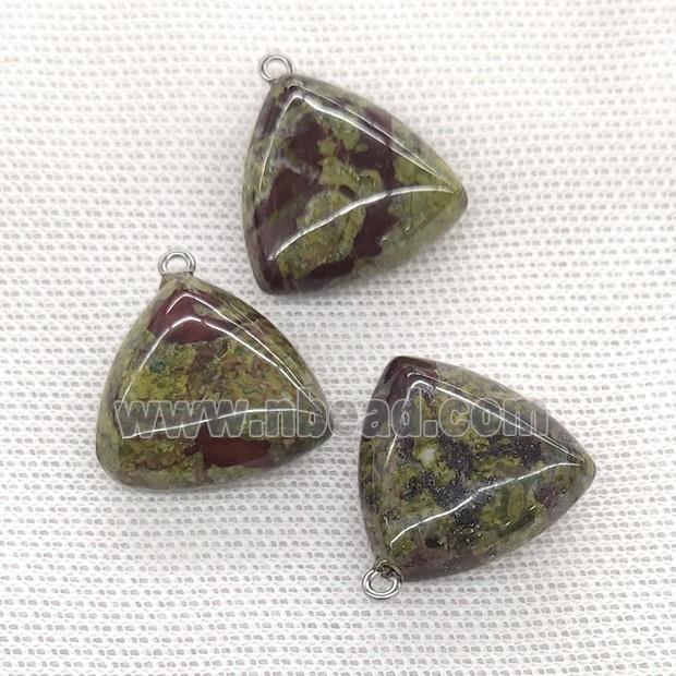 Natural Dragon Bloodstone Triangle Pendant Green