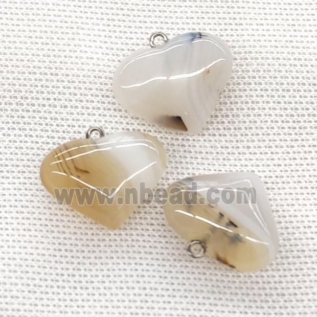 Natural Heihua Agate Heart Pendant Graywhite