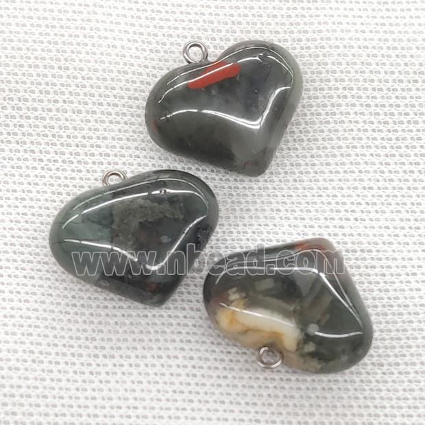 African Bloodstone Heart Pendant Green