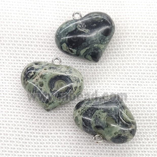 Natural Kambaba Jasper Heart Pendant Green