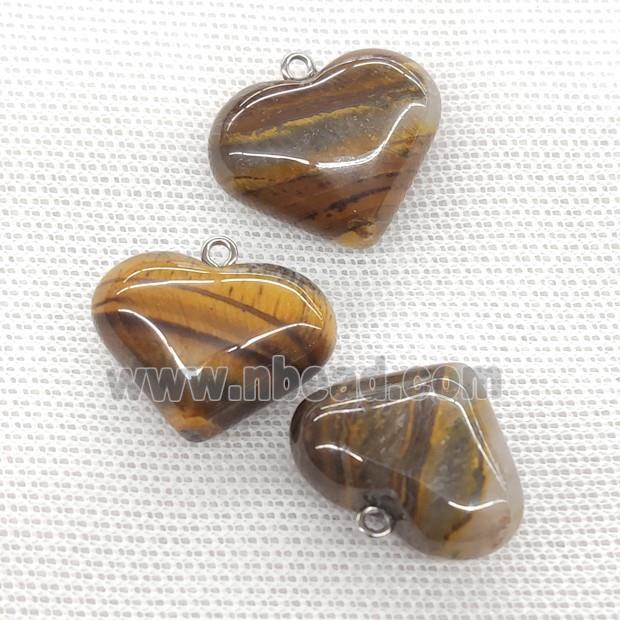 Natural Iron Tiger Eye Stone Heart Pendant Yellow