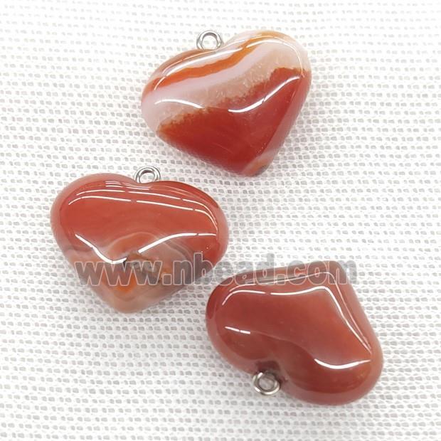 Natural Agate Heart Pendant Red