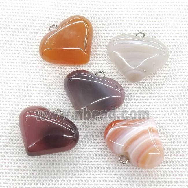 Natural Agate Heart Pendant Multicolor