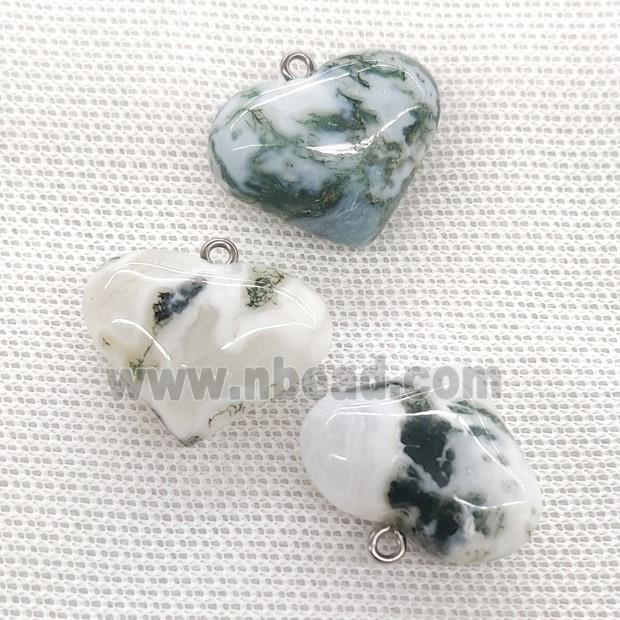 Natural Tree Agate Heart Pendant Green White