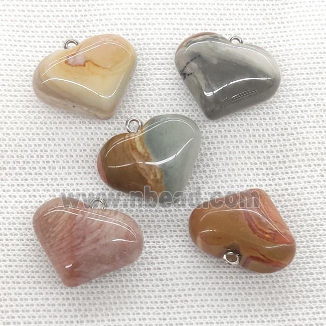 Natural Ocean Agate Heart Pendant