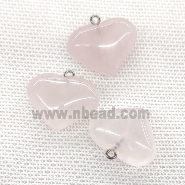 Natural Pink Rose Quartz Heart Pendant