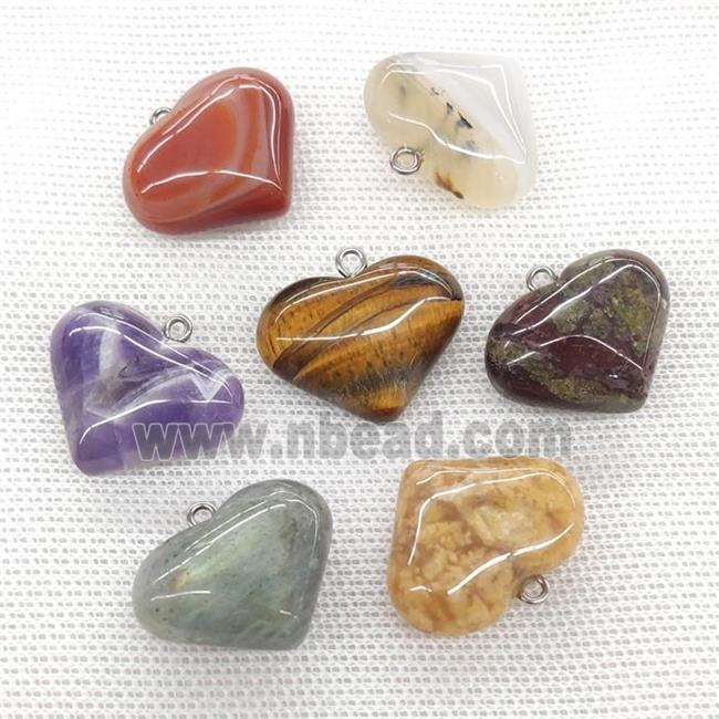 Mixed Gemstone Heart Pendant