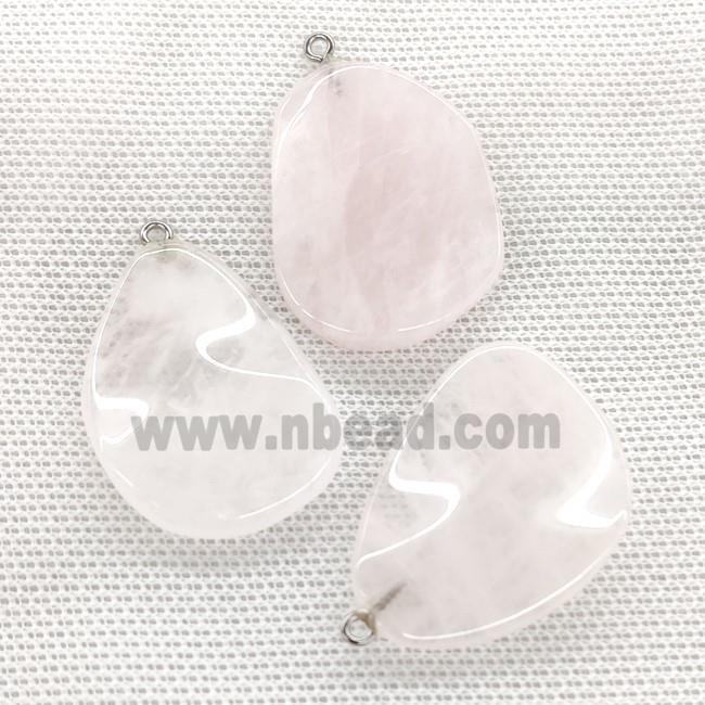 Natural Pink Rose Quartz Teardrop Pendant Twist