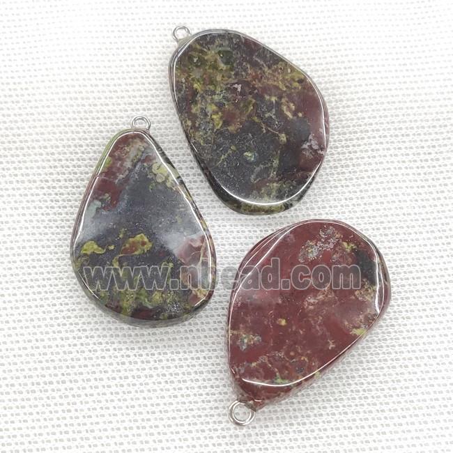 Natural Dragon Bloodstone Teardrop Pendant Twist