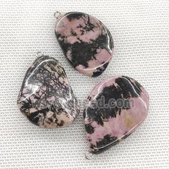 Chinese Rhodonite Teardrop Pendant Twist Pink