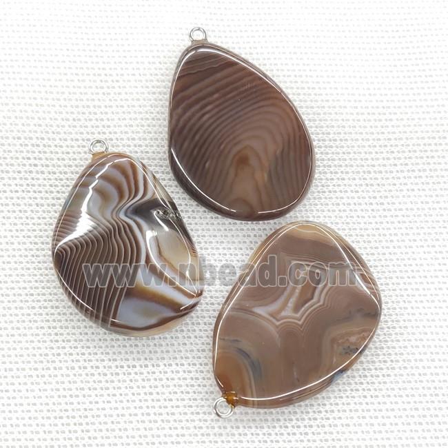 Stripe Agate Teardrop Pendant Twist Coffee